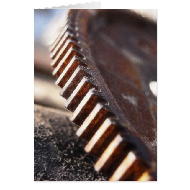 Den rostiga gammala kuggen rullar hälsningskort (Framsidan)