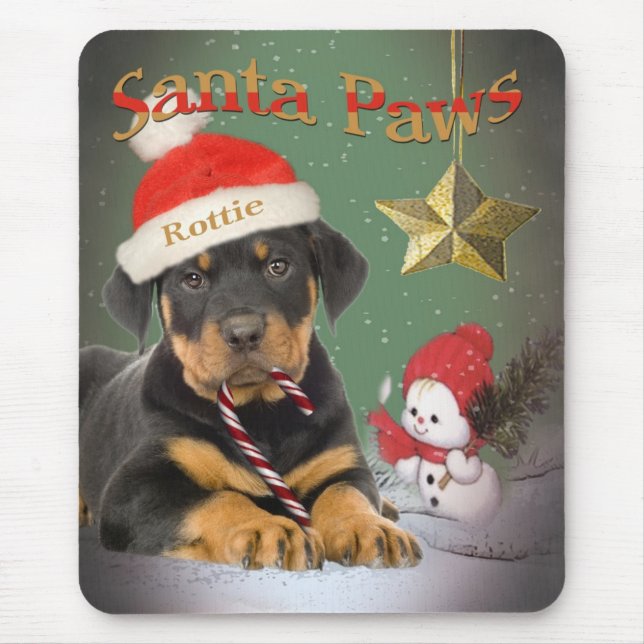 Den Rottweiler valpen Santa tafsar Mousepad Musmatta (Framsidan)
