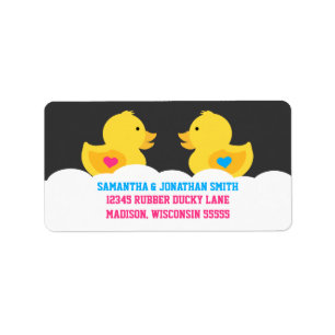 Den Rubber Ducky rosa- eller blåttgender avslöje Adressetikett