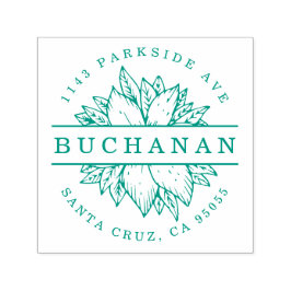 Den runda botaniska Returadressen för familjen Nam Självfärgande Stämpel