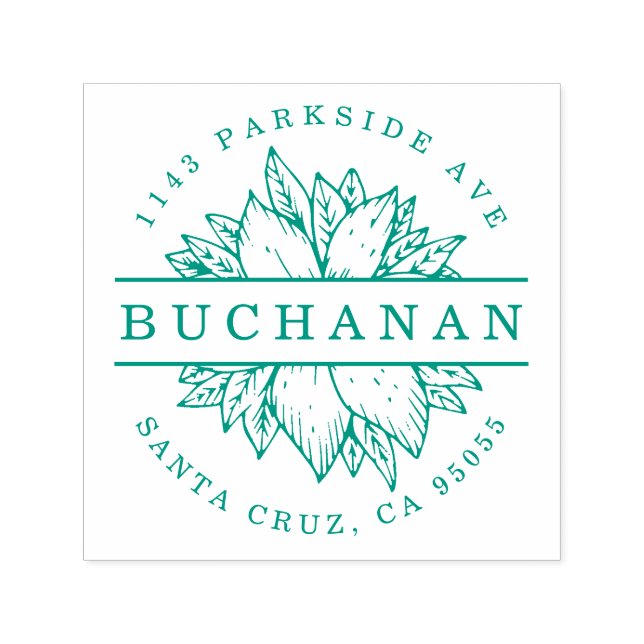 Den runda botaniska Returadressen för familjen Nam Självfärgande Stämpel (Design)