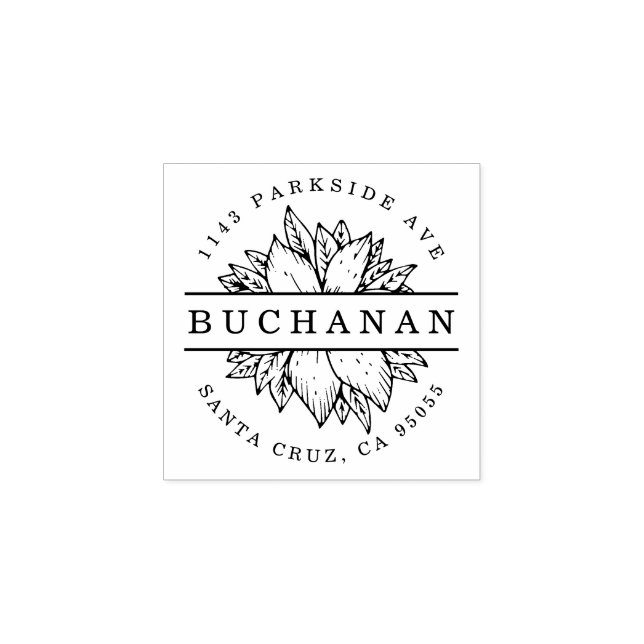 Den runda botaniska Returadressen för familjen Nam Stämpel (Tryck)