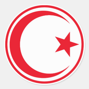 Den runda symbolarmén i Tunisien land i flagga Runt Klistermärke