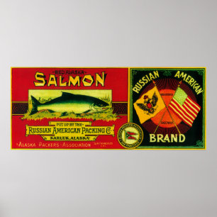 Den ryska amerikanlaxen kan LabelKarluk, AK Poster