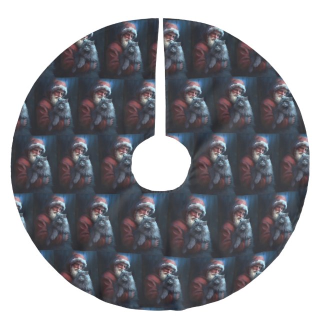 Den ryska blåkatten Jultomten - julafton Julgransmatta Borstad Polyester (Framsidan)