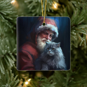 Den ryska blåkatten Jultomten - julafton Julgransprydnad Keramik