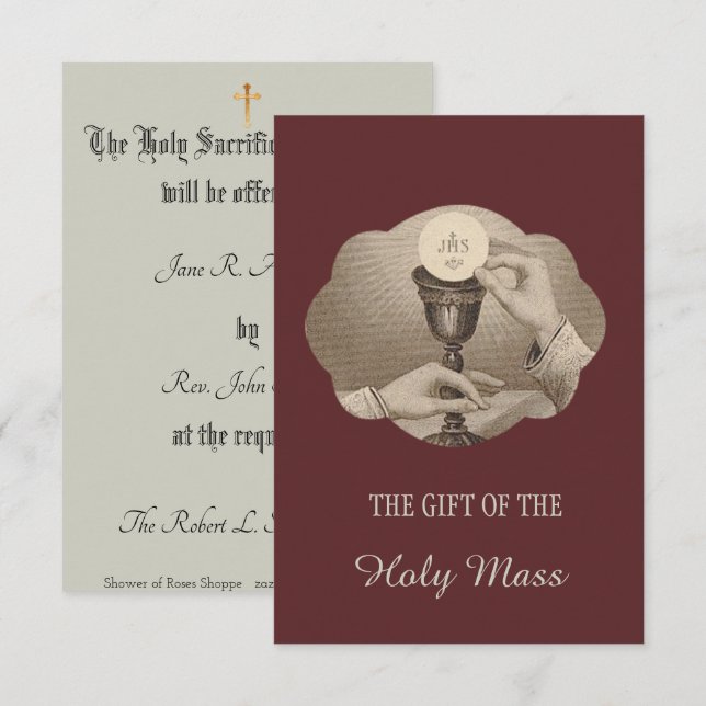 Den sakrala hjärtakatoliken samlas minnes- erbjuda inbjudningar (Fram/baksida)