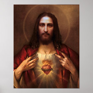 Den sakrala hjärtan av Jesus den Devotional bilden Poster