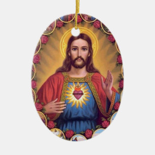 Den sakrala hjärtan av Jesus Julgransprydnad Keramik