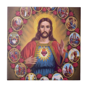 Den sakrala hjärtan av Jesus Kakelplatta