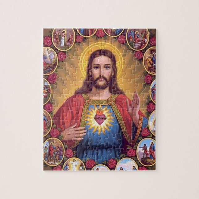 Den sakrala hjärtan av Jesus Pussel (Vertikal)