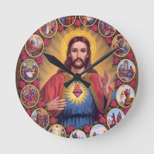 Den sakrala hjärtan av Jesus Rund Klocka