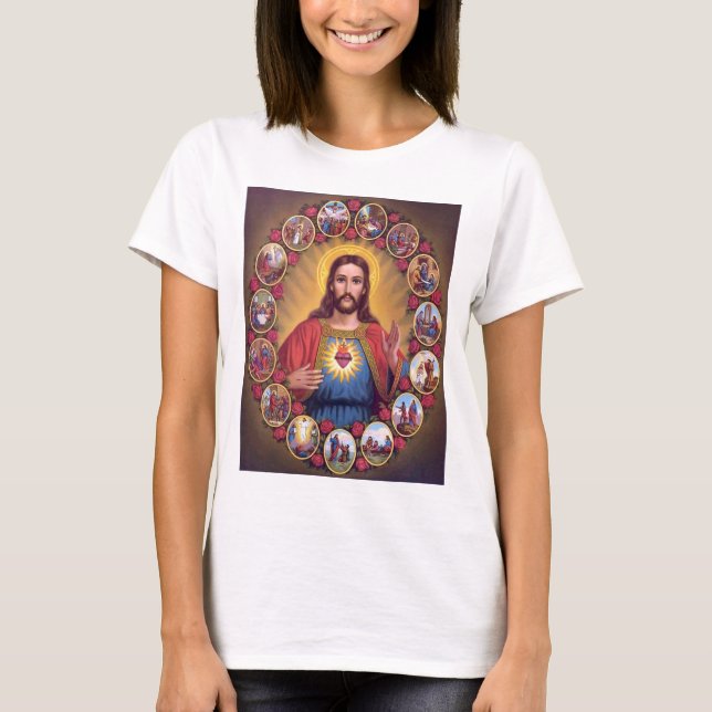 Den sakrala hjärtan av Jesus Tee (Framsida)