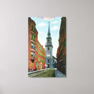Den Salem gatan beskådar av gammal nordkyrka Bldg Canvastryck