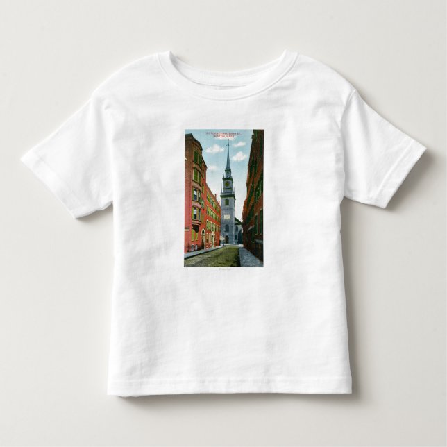 Den Salem gatan beskådar av gammal nordkyrka Bldg T-shirt (Framsida)