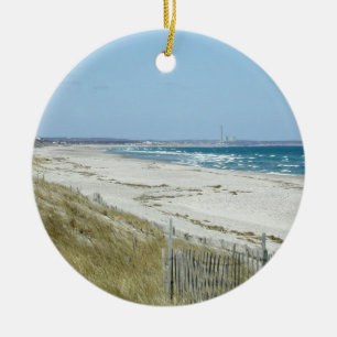 Den sandiga stranden med vinkar julgransprydnad keramik