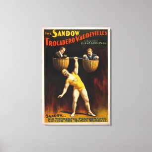 Den Sandow Trocadero Vaudevillesweightliftingen Canvastryck