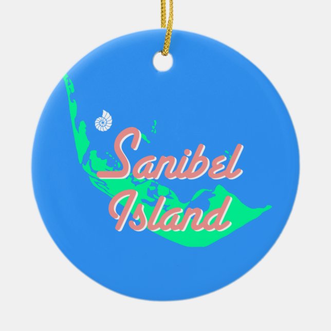 Den Sanibel ökartan skisserar design Julgransprydnad Keramik (Framsidan)