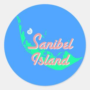 Den Sanibel ökartan skisserar design Runt Klistermärke
