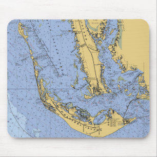 Den Sanibel ön nautiska Florida kartlägger Musmatta