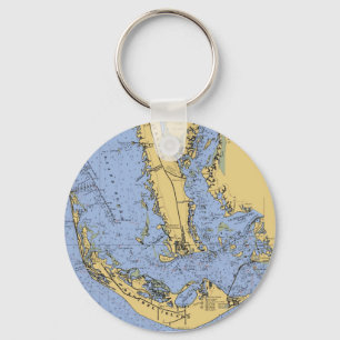Den Sanibel ön nautiska Florida kartlägger Nyckelring