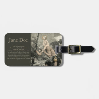 Den Sanktt Christopher Kristus reser böngravyr Bagagebricka