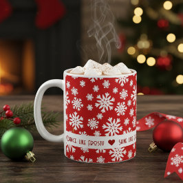 Den sanna andan av Julrött och vitt snöflingor Kaffemugg