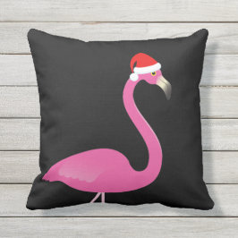 Den Santa flamingoen på svart utomhus- kudder Kudde