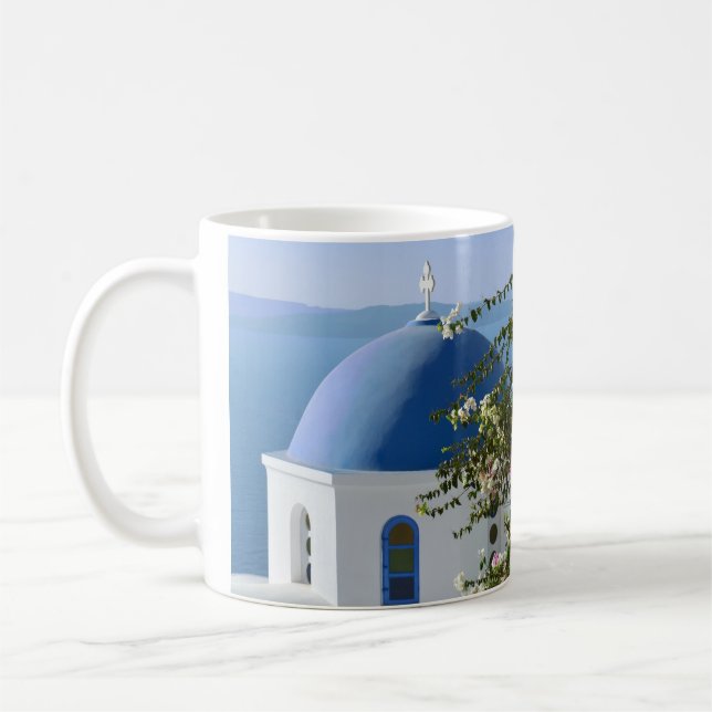 Den Santorini kyrkan beskådar muggen Kaffemugg (Vänster)