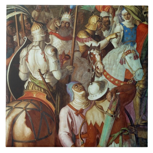 Den Saracen armén utanför Paris, ANNONS 730-32 Kakelplatta (Framsidan)