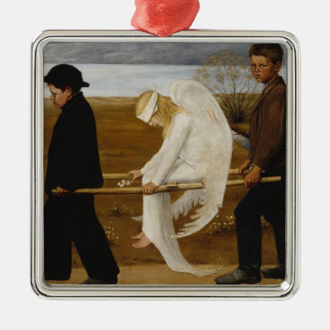 Den sårade ängeln julgransprydnad metall (Framsidan)