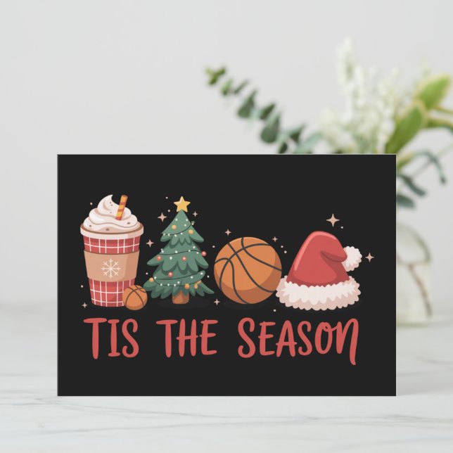 Den Säsongen Basketälskare Julpresent Julkort (Stående Fram)
