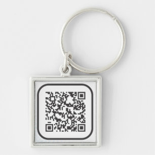 Den Scannable QR-puben kodifierar Fyrkantig Silverfärgad Nyckelring