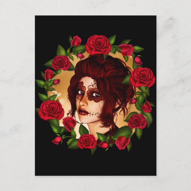 Den scharlakansröda sockerdockan vykort (Framsida)