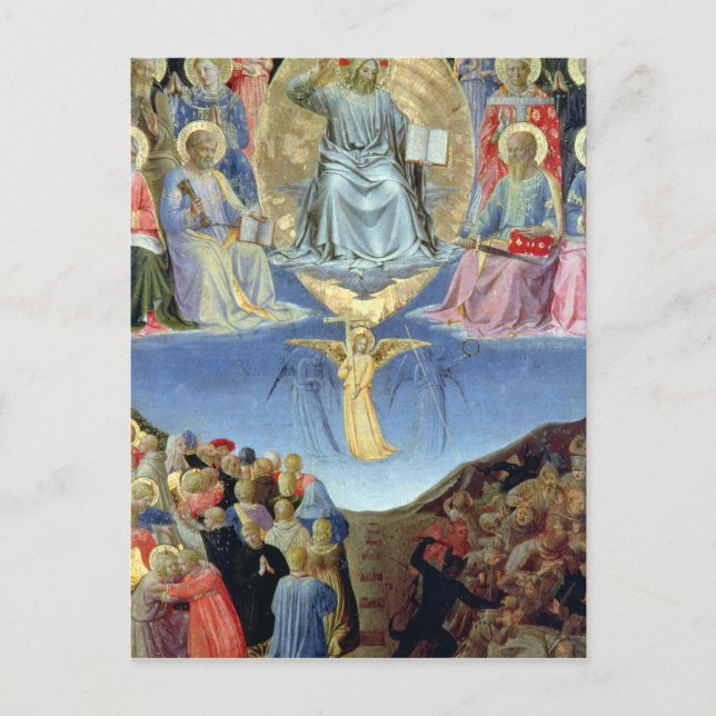 Den senaste domen, en central instans från en trep vykort (Framsida)