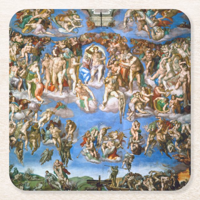 Den senaste domen, Michelangelo, 1536-1541 Underlägg Papper Kvadrat (Framsidan)