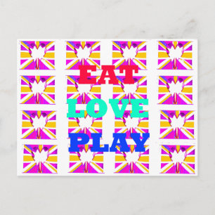 Den senaste inspirerande Kärlek-eat Play färg Vykort