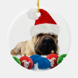 Den Shar Pei hunden cirklar prydnaden Julgransprydnad Keramik