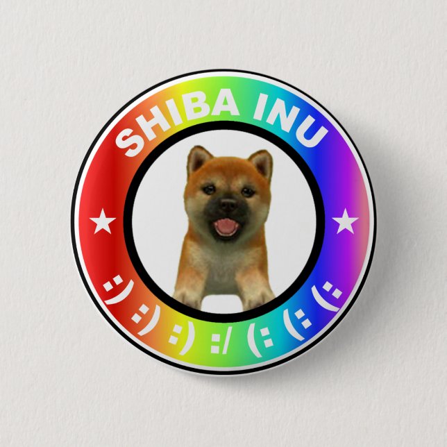 Den Shiba Inu regnbågen knäppas den gulliga toppen Knapp (Framsida)