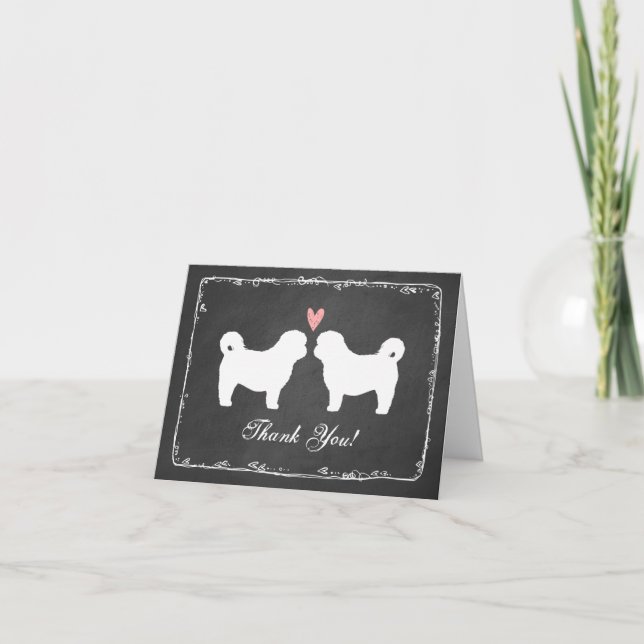 Den Shih Tzu hunden Silhouettes brölloptack Tack Kort (Framsida)