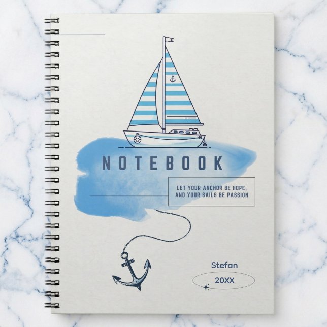 Den "Shore-ly" inspirerade nautiska journalen Anteckningsbok (Stop drifting and start writing.)
