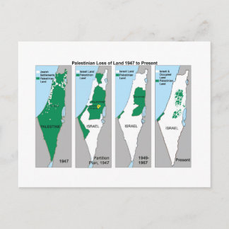 Den Shrinking kartan av Palestina - vykort