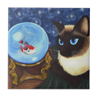 Den Siamese fantasin för kattkristallkulaKoi Kakelplatta