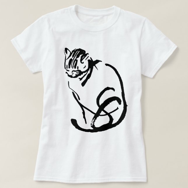 Den Siamese katten borstar teckningdesign Tee (Design framsida)