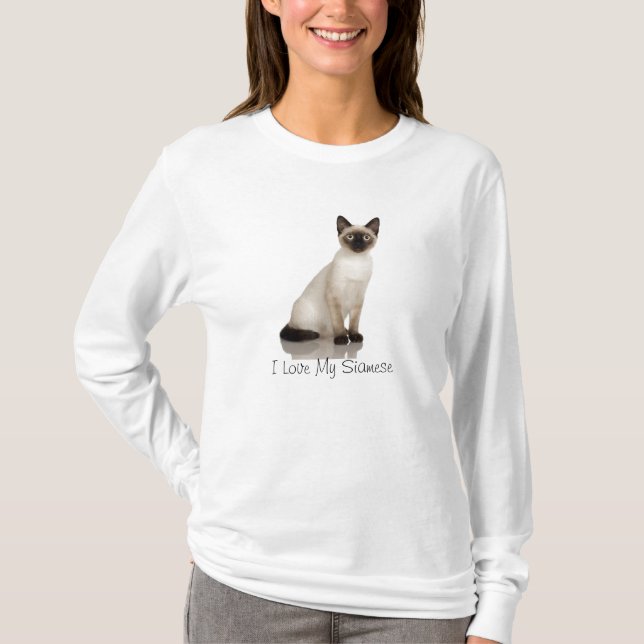Den Siamese katten fotograferar design T Shirt (Framsida)