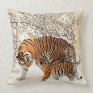Den Siberian tigern och ungen kudder Kudde