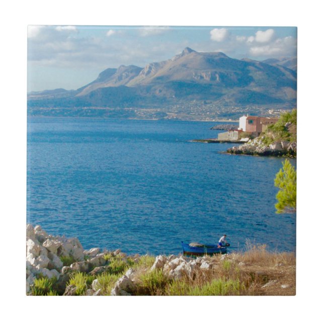 Den Sicilian fiskaren Kakelplatta (Framsidan)