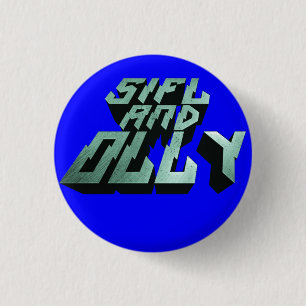 Den Sifl och Olly metalllogotypen knäppas (blått Knapp