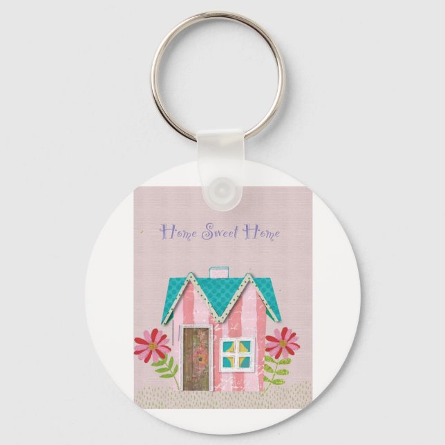 Den signerade nycken (rosa och turkos) nyckelring (Framsida)