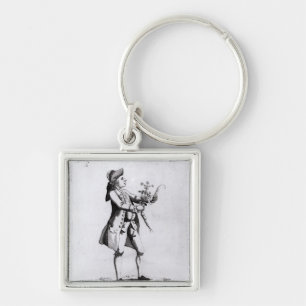 Den Simpling macaronien Fyrkantig Silverfärgad Nyckelring